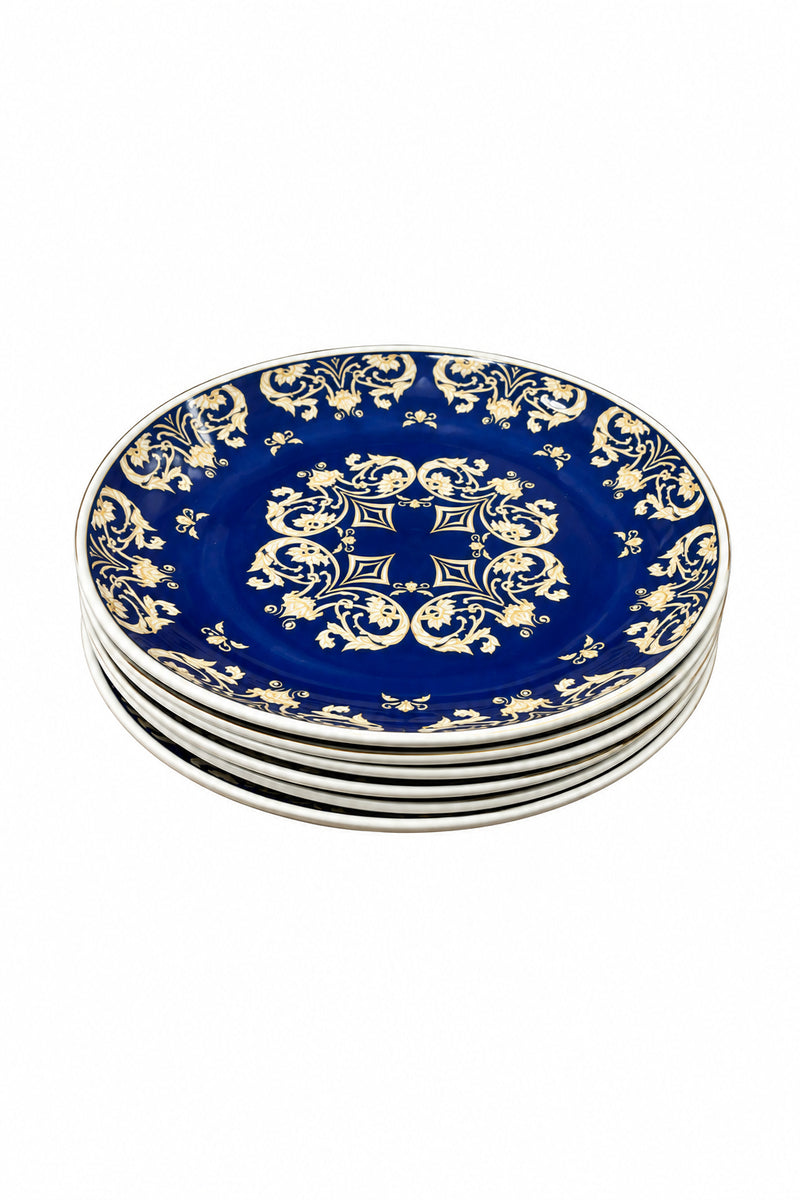 Speiseteller-Set 8-teilig, Blau-Gold Ornament – Ansicht 1