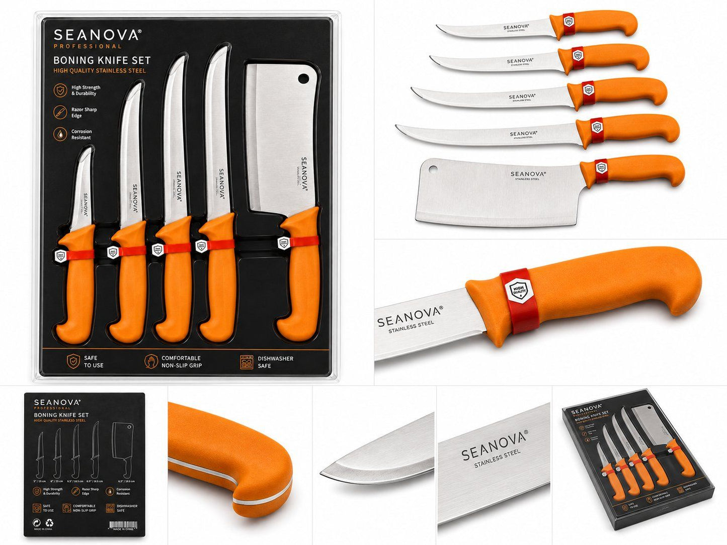 SEANOVA-Profi Küchenmesser 5 Set mit Hackmesser