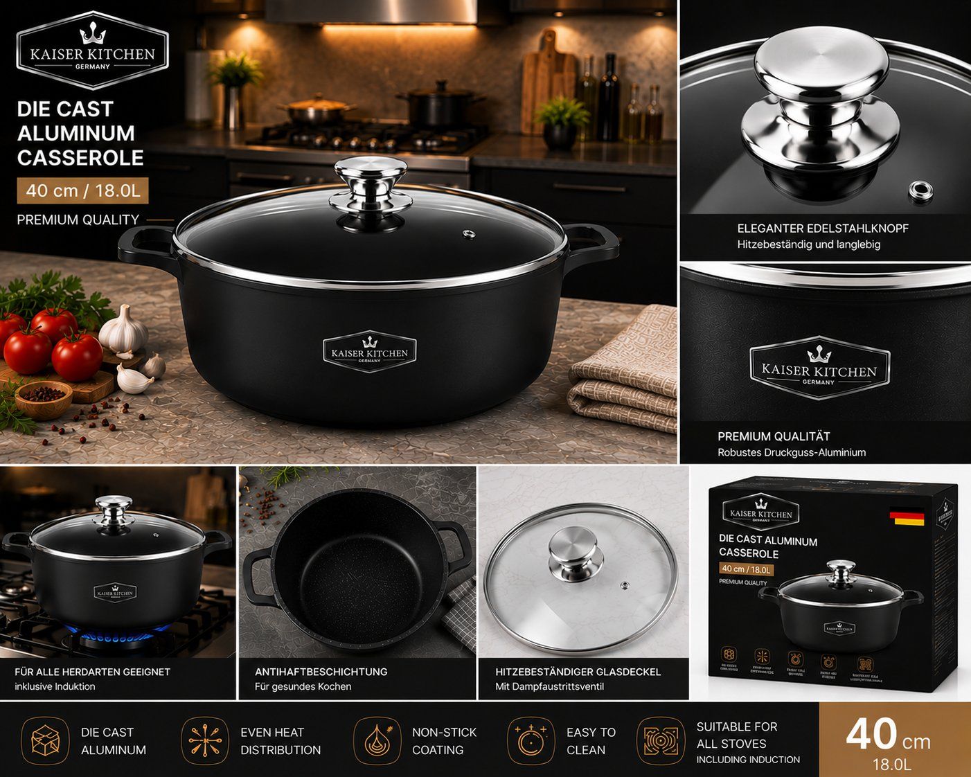 Kaiser Kitchen Keramik Topf  40x18cm/9l