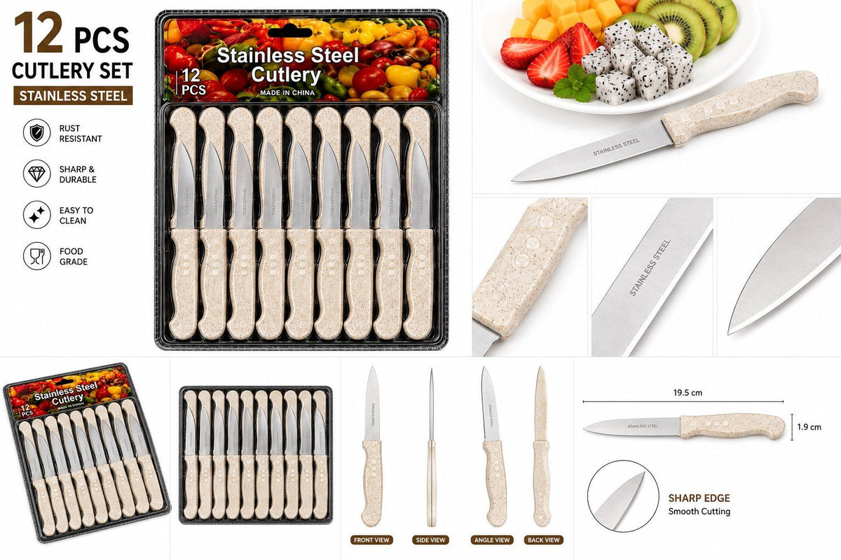 12 Set Gemüsemesser mit Holzgriff - 2