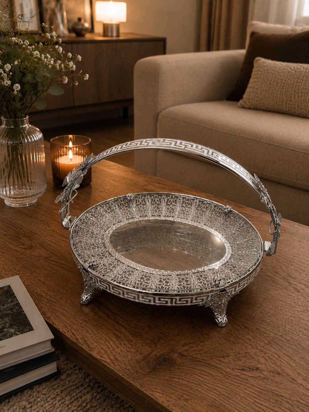 Deko Obstschale in silber