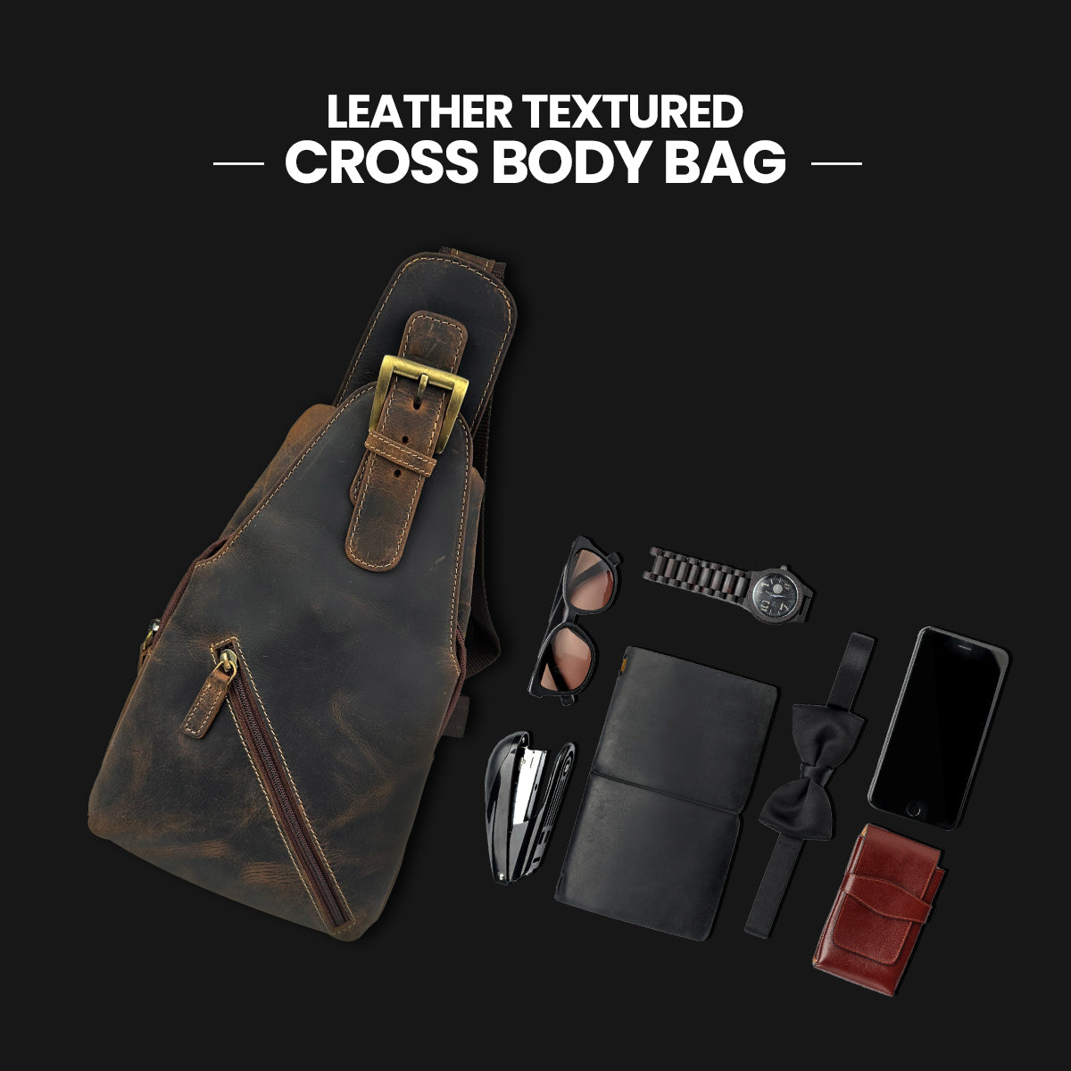 Leather Crossbody Bag with Engraving