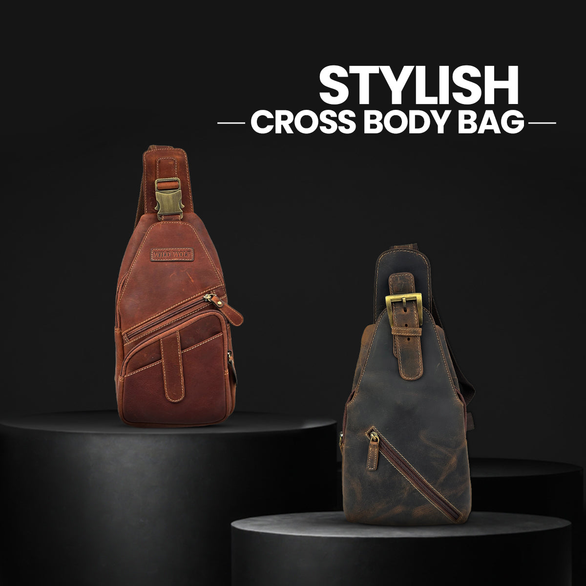 Leather Crossbody Bag with Engraving
