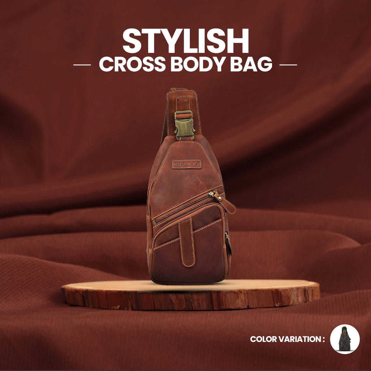Leather Crossbody Bag with Engraving
