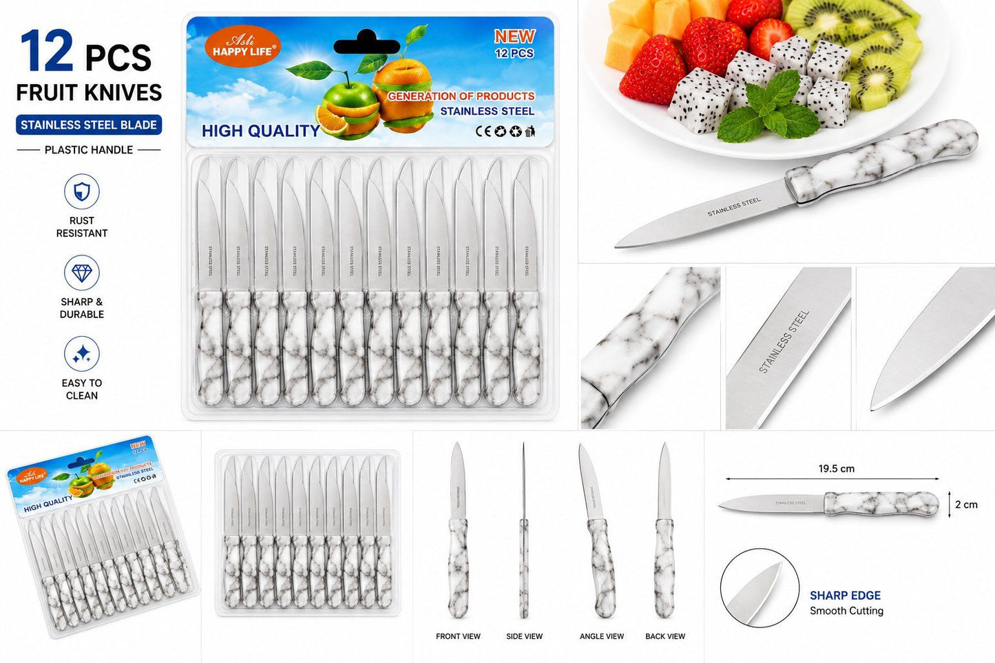 12 Set Gemüsemesser mit Holzgriff