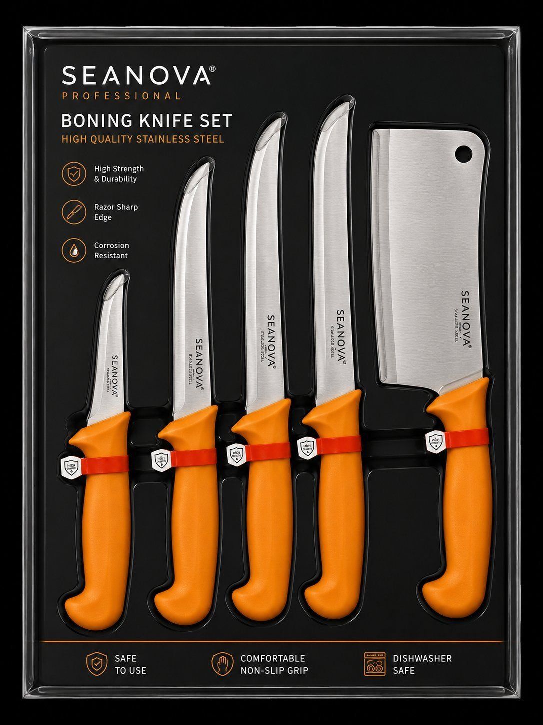 SEANOVA-Profi Küchenmesser 5 Set mit Hackmesser - 2