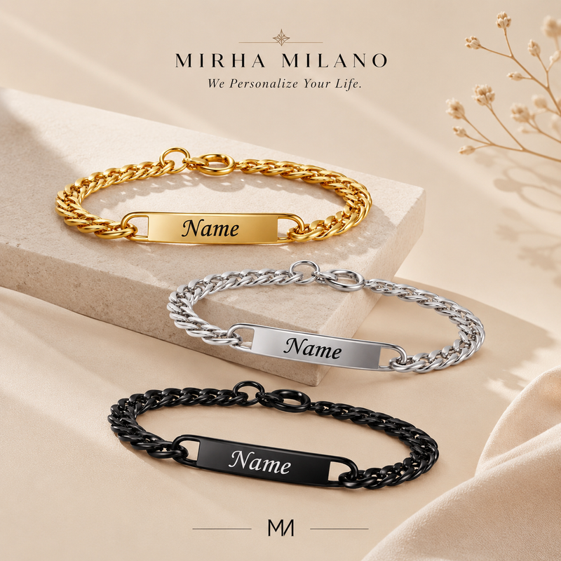 Personalisiertes Namensarmband in gold mit Gravur - Mirha Milano