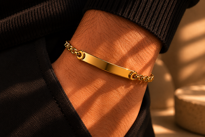 Luxury lifestyle shot of gold bracelet on wrist