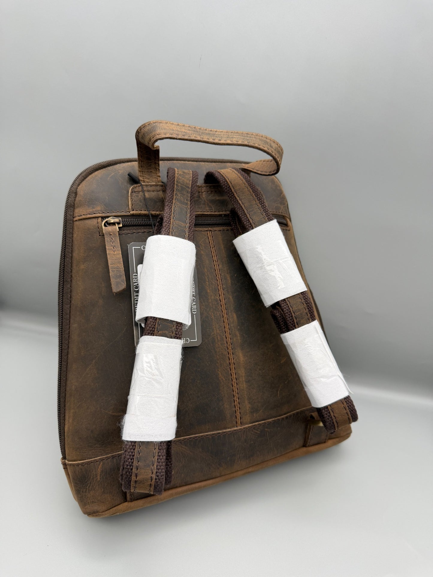 Leder-Rucksack in Braun – Rückansicht