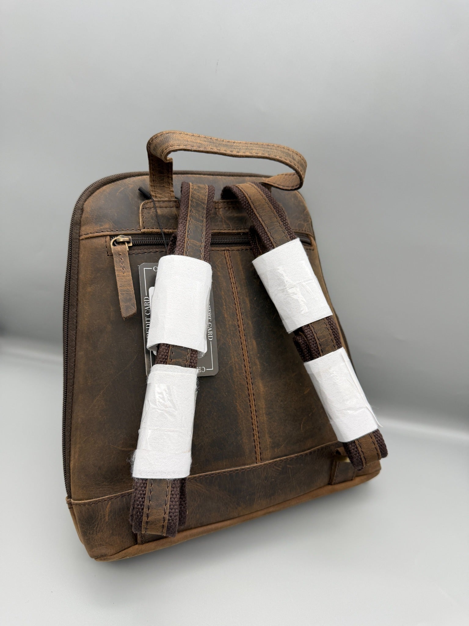 Leder-Rucksack in Braun – Rückansicht