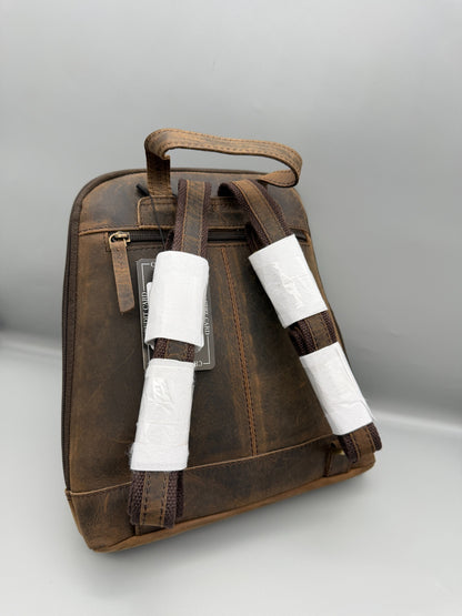 Leder-Rucksack in Braun – Rückansicht