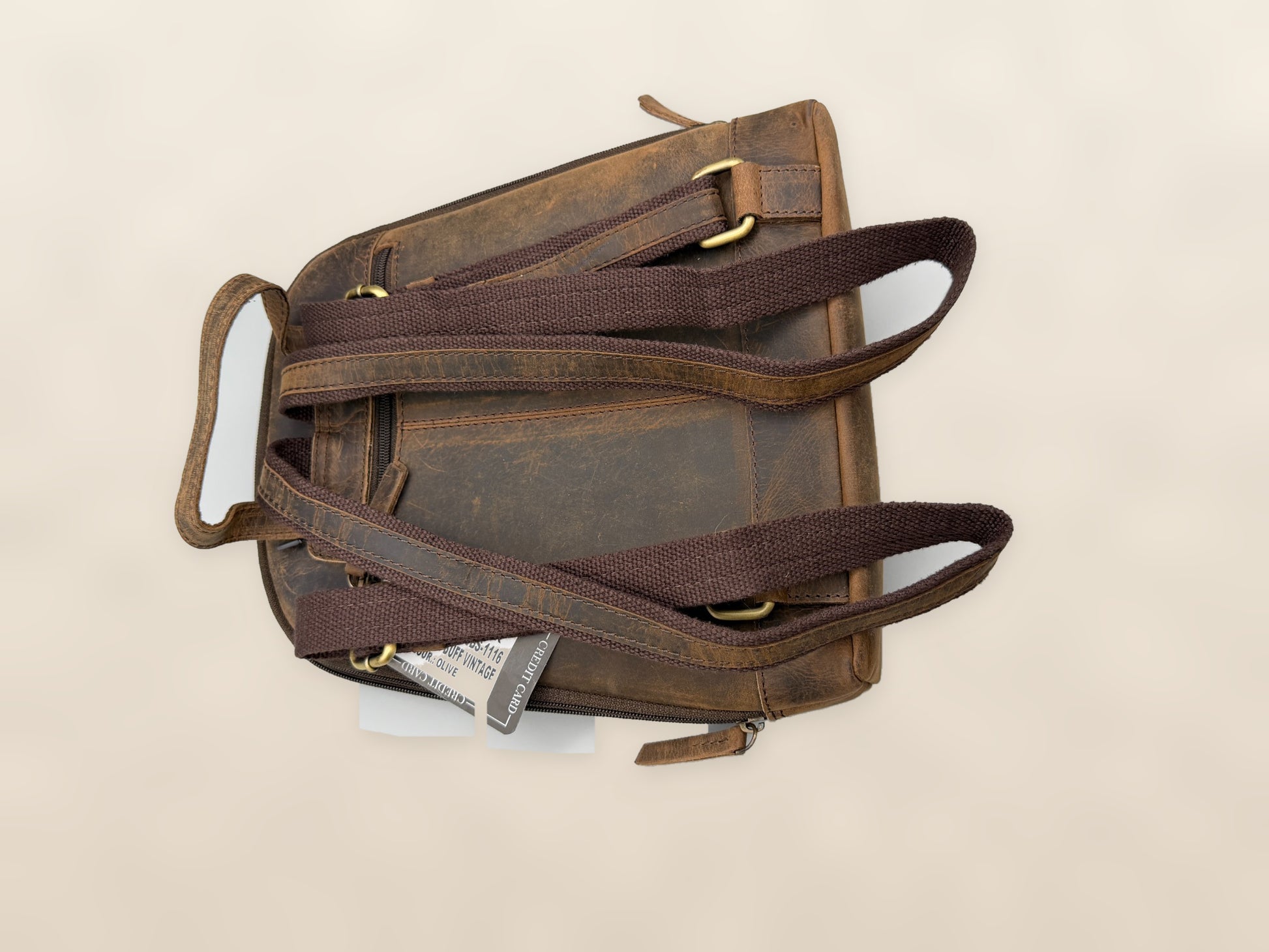 Vintage Leder-Rucksack Braun – Innenfächer und Details