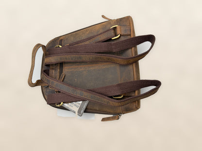 Vintage Leder-Rucksack Braun – Innenfächer und Details