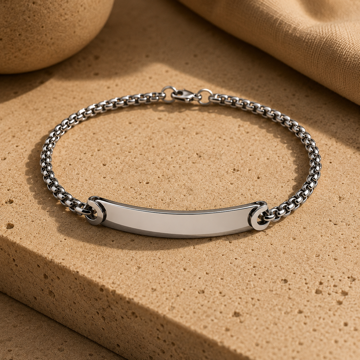 Silver personalized ID bracelet product photo