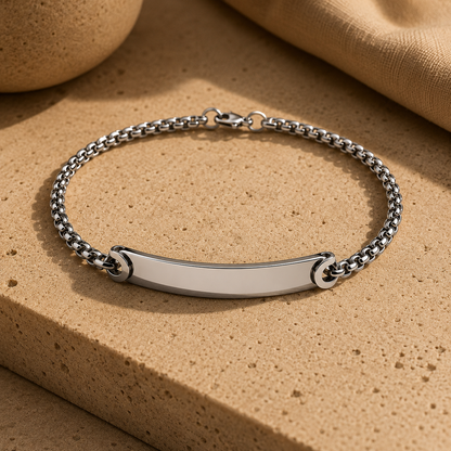 Silver personalized ID bracelet product photo