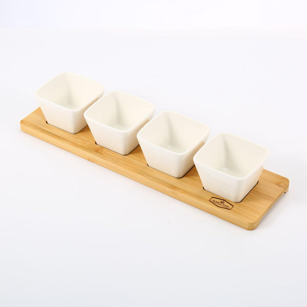 Servierschalen-Set mit Bambustablett 5-teilig – Produktansicht