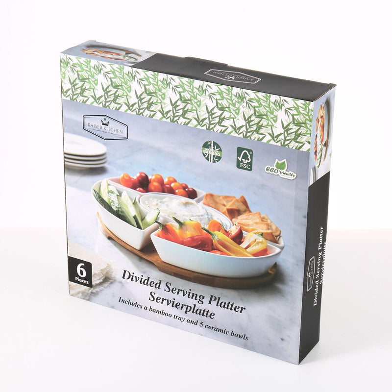 Servierplatten-Set mit Bambustablett 6-teilig – Produktansicht