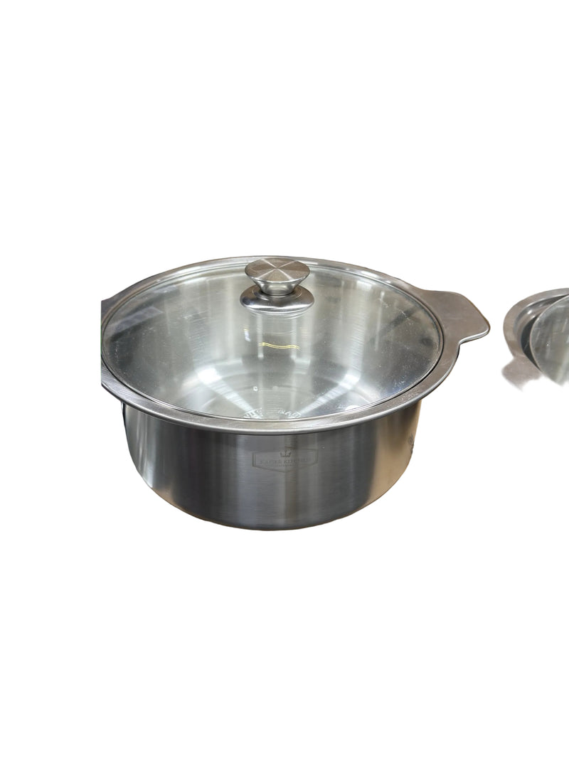 Edelstahl-Kochtopf 30 cm mit Glasdeckel – Ansicht 1