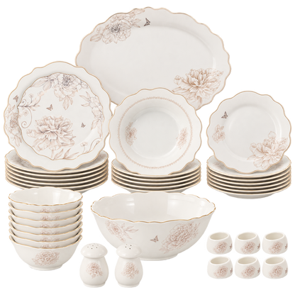 Tafelservice 34-teilig mit floralem Dekor für 6 Personen – Kaiser Kitchen