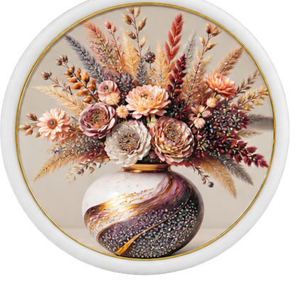 Rundes Wandbild Blumenstrauß Vase mit Strass, ca. 56 cm