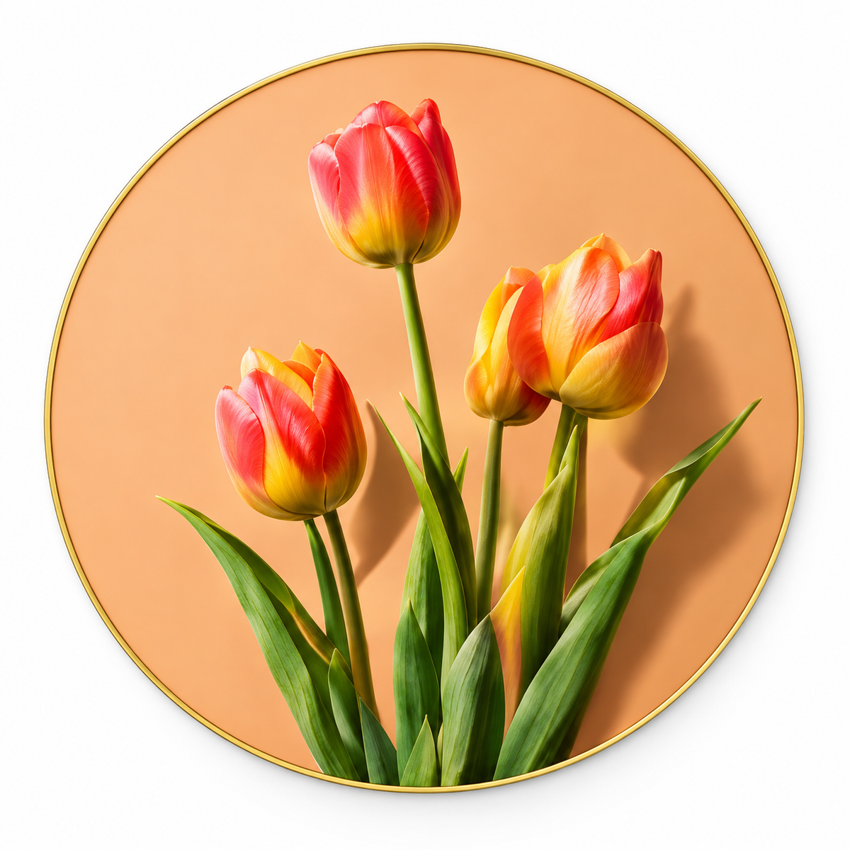 Runde Wanddekoration 56 cm – Tulpen Orange